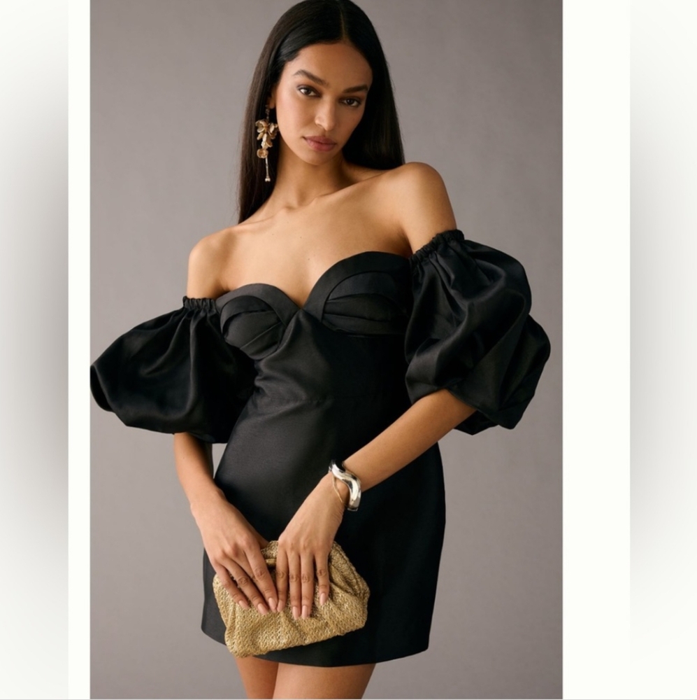 Anthropologie Audette Off The Shoulder Puff Sleeve Mini Dress